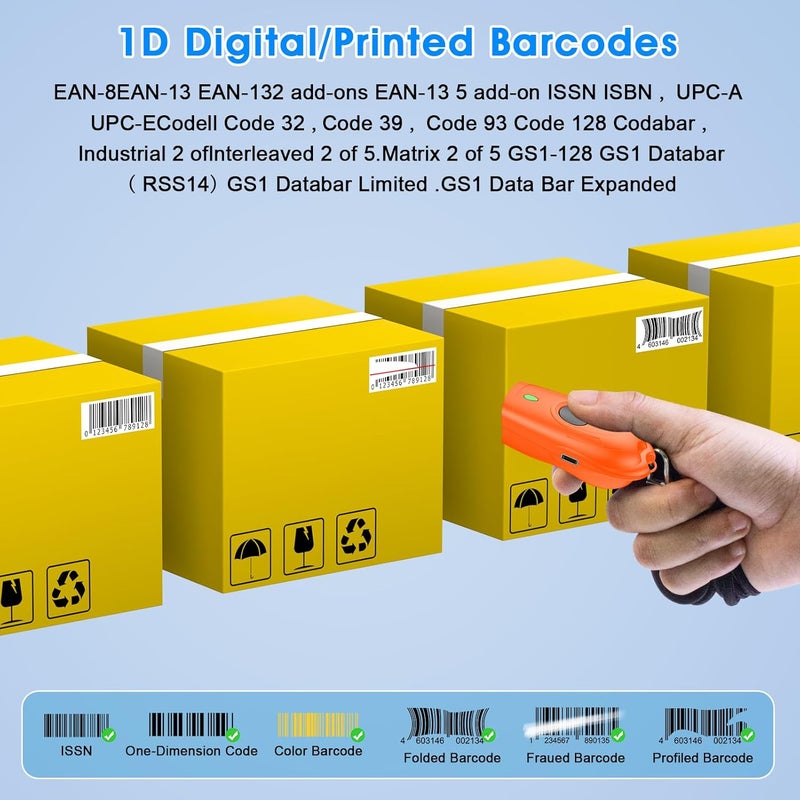 symcode Bluetooth Barcode Scanner Mini 1D Small Wireless Bar Code Scanner 3-in-1 Bluetooth & 2.4G Wireless & USB Wired Barcode Scanner with Android,iOS,Computers,Windows - Image 2